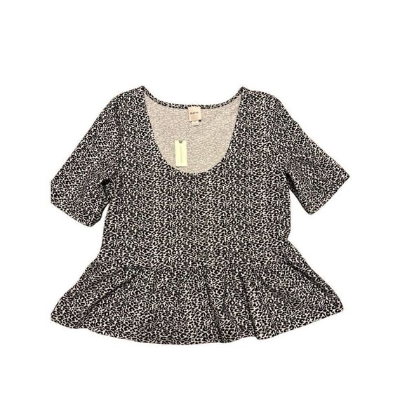 Brand New Anthropologie Maeve Peplum Scoop Neck Leopard Print Black White Tank - Picture 3 of 14